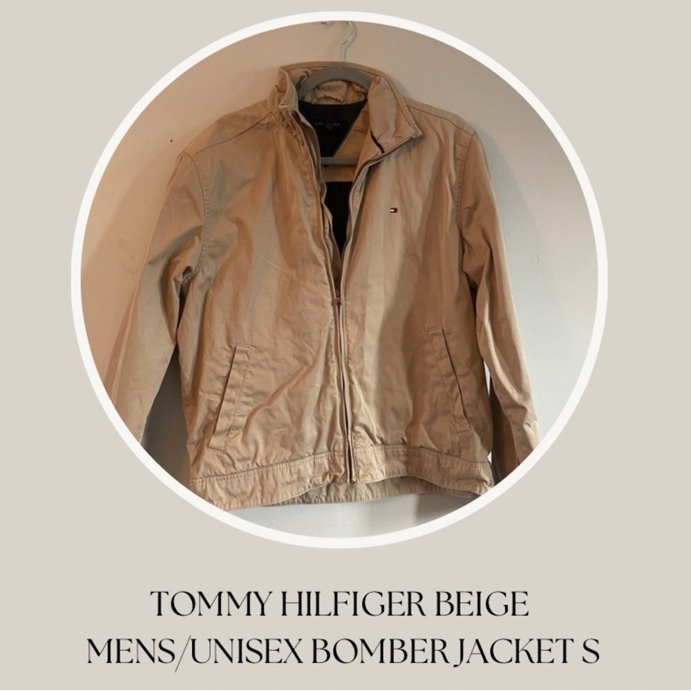 TOMMY HILFIGER BEIGE 
MENS/UNISEX COTTON BOMBER JACKET S
